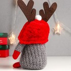 Кукла интерьерная "Дед Мороз в красной шапке с рожками" 20х13х11 см - Фото 4