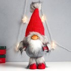Кукла интерьерная "Дед Мороз в красном колпаке с меховой бомбошкой" 45х18х11 см - фото 319733136