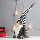 Кукла интерьерная свет "Дед Мороз в сером клетчатом колпаке" 52х15х14 см - фото 24215231