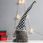 Кукла интерьерная свет "Дед Мороз в сером клетчатом колпаке" 52х15х14 см - фото 24215232