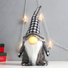 Кукла интерьерная свет "Дед Мороз в сером клетчатом колпаке" 52х15х14 см - фото 24215233