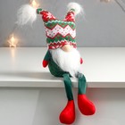 Кукла интерьерная "Дед Мороз в шапке с зелёными узорами, с бомбошками" 41х13х10 см - Фото 2