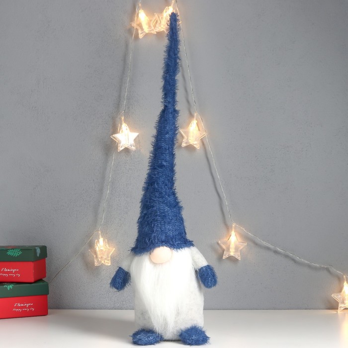 Кукла интерьерная "Дед Мороз в синем колпаке-травке" 60х14х11 см - Фото 1