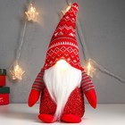 Кукла интерьерная свет "Дед Мороз светящийся нос, в красном колпаке с узорами" 33х17х12 см - фото 319733153