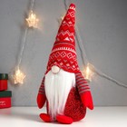 Кукла интерьерная свет "Дед Мороз светящийся нос, в красном колпаке с узорами" 33х17х12 см - Фото 4