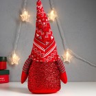 Кукла интерьерная свет "Дед Мороз светящийся нос, в красном колпаке с узорами" 33х17х12 см - Фото 5