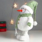 Кукла интерьерная "Снеговик в зелёном колпаке со снежинкой" 60х17х16 см - Фото 3
