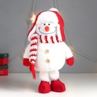 Кукла интерьерная "Снеговик в красной шапке-ушанке с бомбошкой" 40х17х16 см - фото 319733158