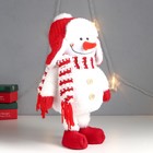 Кукла интерьерная "Снеговик в красной шапке-ушанке с бомбошкой" 40х17х16 см - Фото 2