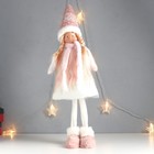 Кукла интерьерная "Девочка с косами, в колпаке, бело-розовый наряд" 63х20х13 см - фото 319023479