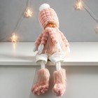 Кукла интерьерная "Мальчишка-кудряш в розовом меховом костюме" длинные ножки 51х10,5х13,5 см   75753 - фото 15320806