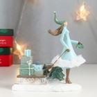 Фигурка полистоун «Девушка в зимнем наряде с подарками на саночках», 14.5×6.5×14 см - фото 21739665