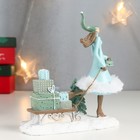 Фигурка полистоун «Девушка в зимнем наряде с подарками на саночках», 14.5×6.5×14 см - фото 21739666