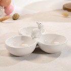 Менажница 3 ячейки Доляна «Зайка в золотом», 16.5×9 см, доломит, белая - Фото 2