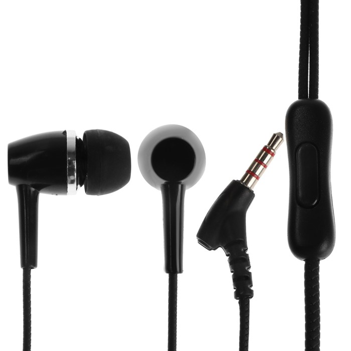 Наушники Red Line Stereo Headset SP08, вакуумные, микрофон, проводные, 1.2 м, черные