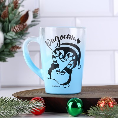Кружка стеклянная новогодняя «Пингвин», 300 мл