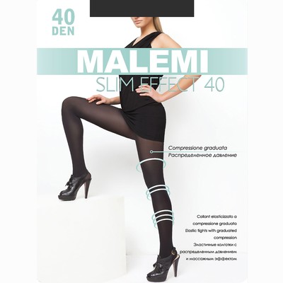 Колготки женские MALEMI Slim Effect 40 ден, цвет чёрный (nero), размер 5