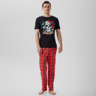 Пижама мужская (футболка, брюки) KAFTAN «Череп», чёрная, размер 52