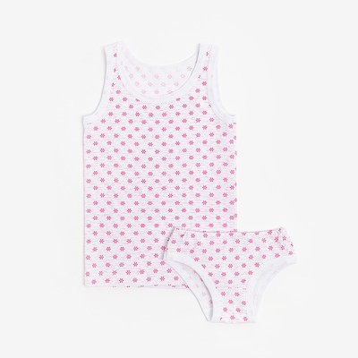 Комплект для девочки (майка/трусы), цвет светло-серый/розовый, рост 98-104 см