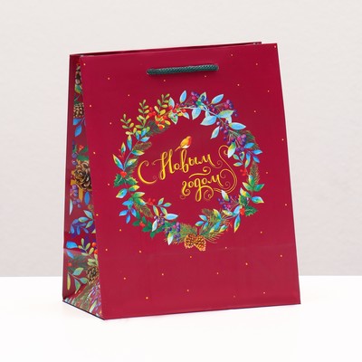 Пакет подарочный новогодний ламинированный «С Новым годом красный», 18×22.3×10 см
