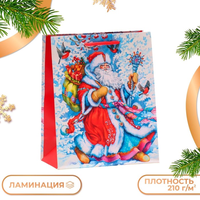 Пакет подарочный новогодний ламинированный «Дедушка Мороз», 18×22.3×10 см - Фото 1