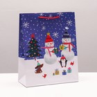 Пакет подарочный "Празник в снегопад", 26 х 32 х 12 см - фото 319024411