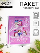 Пакет подарочный новогодний ламинированный «Нежные совы», 33×42.5×10 см - Фото 1