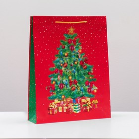 Пакет подарочный "Новогодняя ёлка с подарками", 33 х 42,5 х 10 см