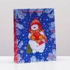 Пакет подарочный "Влюблённый снеговик", 33 х 42,5 х 10 см - фото 2772465