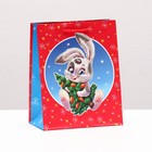 Пакет подарочный новогодний ламинированный «Зайчик с ёлкой» , 18×22.3×10 см - Фото 1