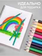 Карандаши Calligrata, цветные, 12 цветов, ЭКОНОМ, шестигранные, пластиковые, пенал-тубус и 3 чернографитных карандаша с ластиком в ПОДАРОК - Фото 2