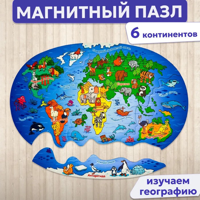 Пазл магнитный «6 континентов» - Фото 1