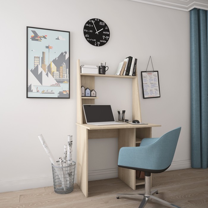 Стол компьютерный «Флэт», 800 × 600 × 1484 мм, цвет дуб сонома - Фото 1