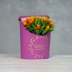 Переноска для цветов, ваза Овал с тиснением "Океан любви", фуксия 12,5 х 13,5 х 18 см - фото 319024701