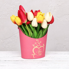 Переноска для цветов, ваза Овал с тиснением "Ты в моём сердце", малиновая 12,5 х 13,5 х 18 с - фото 3769410