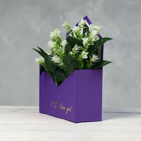 Конверт с золотым тиснением P.S. I love you, фиолетовый 18×24×7 см