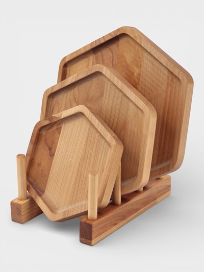 Подарочный набор посуды Adelica «Ромб», тарелки 3 шт., d=24 см, d=20 см, d=16 см, дерево берёза