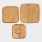 Подарочный набор посуды Adelica «Мечта хозяйки», доска разделочная d=28 см, блюдо для подачи d=24 см, менажница d=20 см, подставка, дерево берёза - фото 23544213