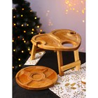 Подарочный набор деревянной посуды Adelica «С любовью», столик для вина d=32 см, менажница d=25 см, подсвечник d=8 см, берёза - Фото 4