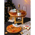 Подарочный набор деревянной посуды Adelica «Винный», столик для вина d=32 см, менажница d=25 см, подсвечник d=8 см, берёза - фото 4360045