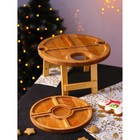 Подарочный набор деревянной посуды Adelica «Винный», столик для вина d=32 см, менажница d=25 см, подсвечник d=8 см, берёза - фото 4360046