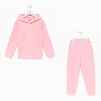 Костюм для девочки с начёсом (толстовка, брюки), светло-розовый, рост 116 см