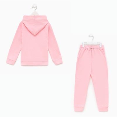 Костюм для девочки с начёсом (толстовка, брюки), светло-розовый, рост 116 см