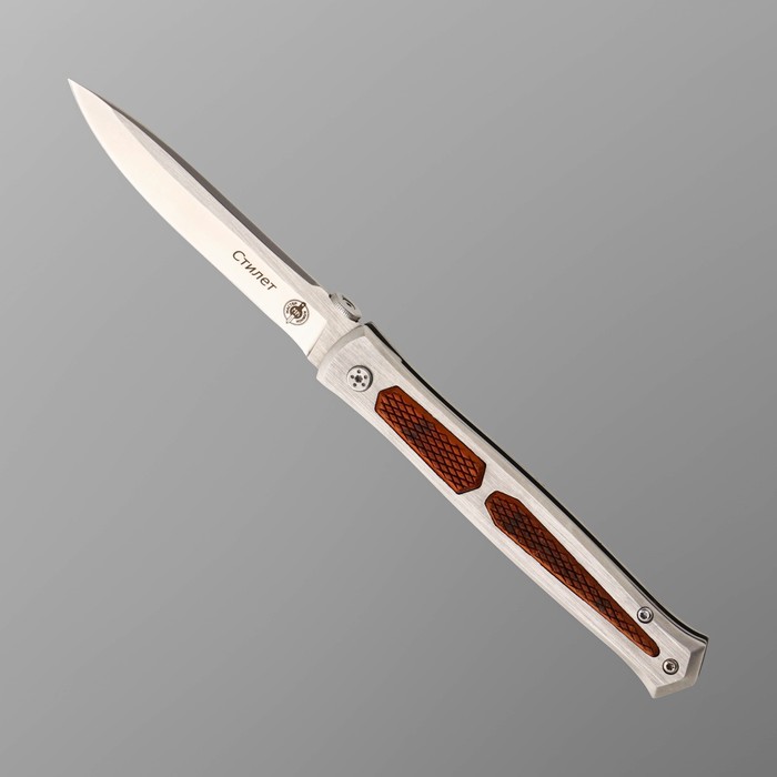 Нож складной, "Стилет" сталь 440, рукоять - сталь, 22 см - Фото 1