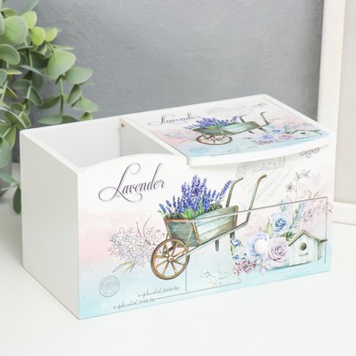 Шкатулка-органайзер для украшений «Тележка с лавандой», с зеркалом, дерево, 10.8×18.5×10 см