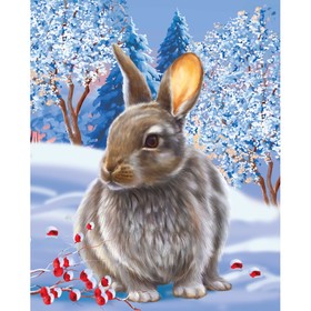 Картина по номерам на холсте с подрамником «Кролик на снегу» 40 × 50 см