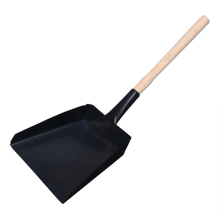 Совок хозяйственный, 19×19×5 см, металл, деревянный черенок 35 см, МИКС - Фото 1