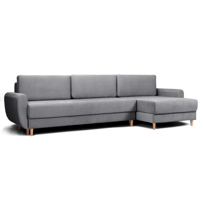 Угловой диван «Неаполь», механизм еврокнижка, правый угол, велюр, цвет графит - Фото 1