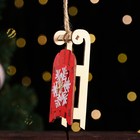 Елочное украшение "Санки со снежинкой", 9,5 см, дерево (комплект 3 шт) - фото 42749814