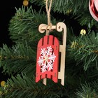 Елочное украшение "Санки со снежинкой", 9,5 см, дерево (комплект 3 шт) - фото 42749816